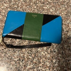 Fossil leather Colorblock Wristlet Wallet